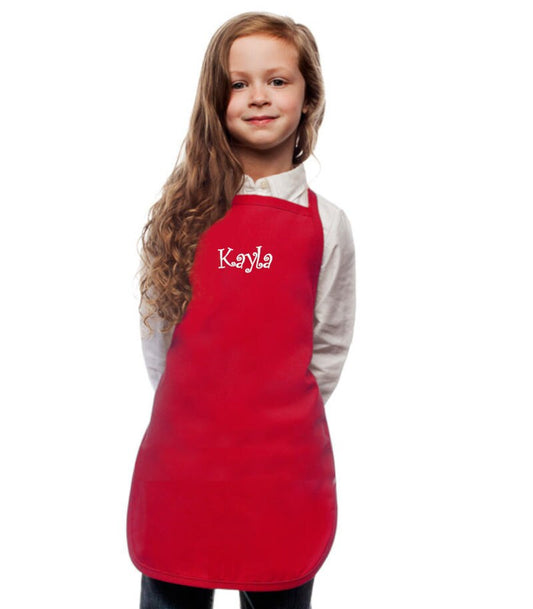 Personalized Red Kids Apron, Cooking Kitchen Gift, School Gift, Student Gift, Cooking Party, Art Party, Low Price Apron