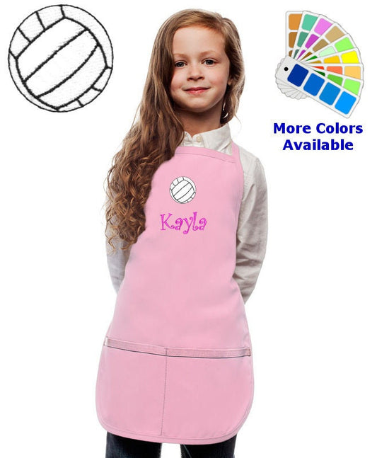 Personalized Kids Apron with Volleyball Embroidery Design, Kitchen Cook Gift, School Gift, Sports Gift, Monogrammed, Cooking Party