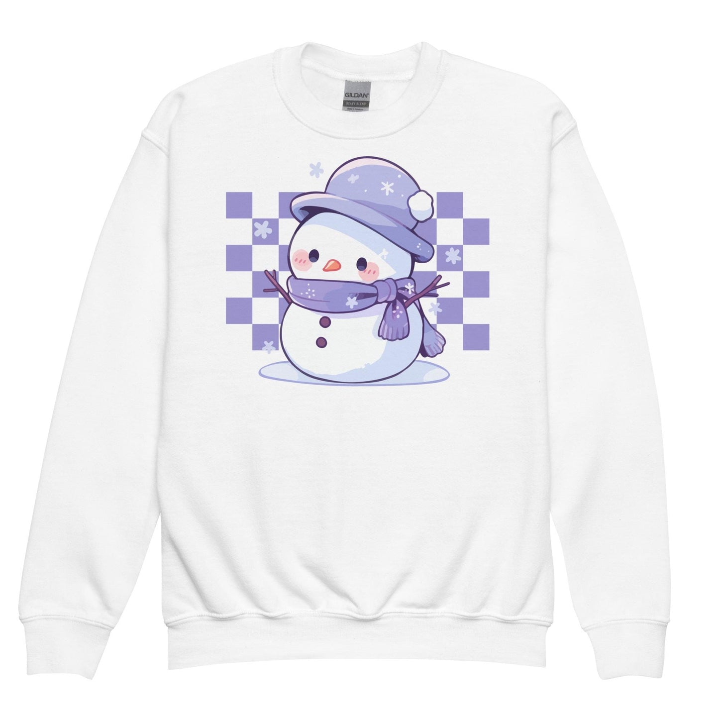 Kids Christmas Snowman Sweatshirt, Checkered Xmas Sweater, Christmas Season Gifts, Christmas Gift, Xmas Sweatshirt, Christmas Kids Gift