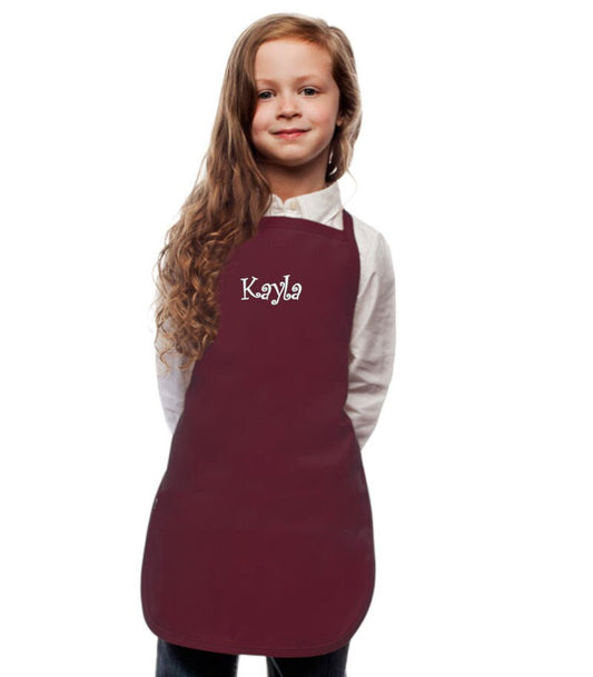 Personalized Maroon Kids Apron, Cooking Kitchen Gift, School Gift, Student Gift, Cooking Party, Art Party, Low Price Apron