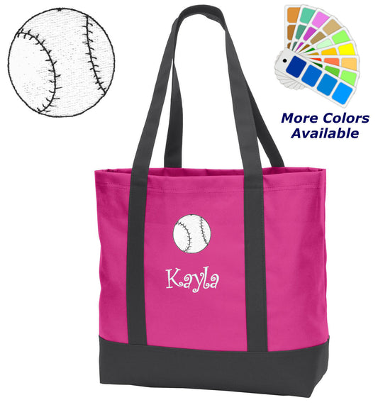 Personalized Tote Bag Embroidered Baseball, Sports Tote, Baseball Mom, with Name of Your Choice, Perfect Mom Gift