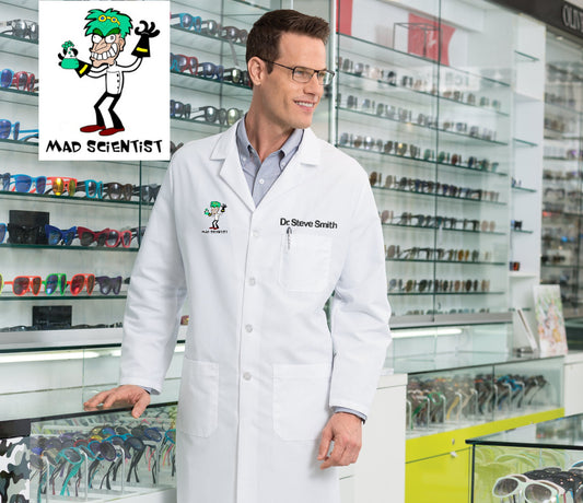 Personalized Mad Scientist Lab Coat with Custom Embroidered Name, Halloween Doctor Costume, Nurse, Veterinarian, Hospital, Doctor Jacket