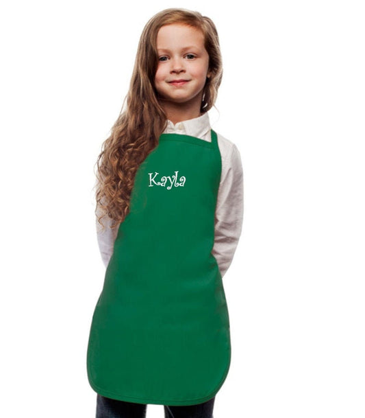 Personalized Kelly Green Kids Apron, Cooking Kitchen Gift, School Gift, Student Gift, Cooking Party, Art Party, Low Price Apron