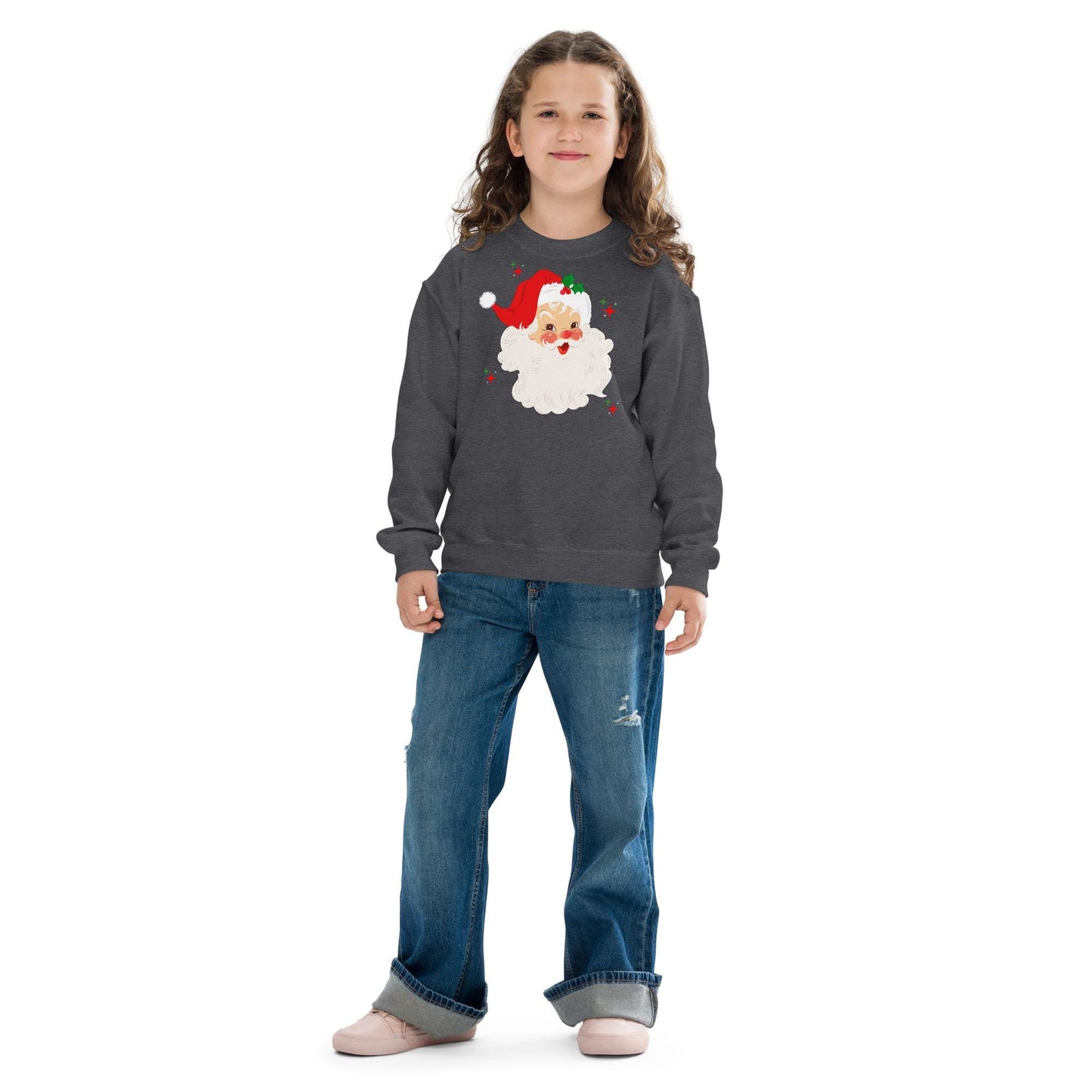 Kids Retro Santa Christmas Sweatshirt, Santa Sweater, Christmas Season Gifts, Christmas Gift Kids, Xmas Sweatshirt, Christmas Kids Gift