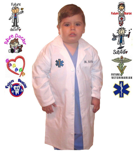 Toddler Lab Coat with Personalized Embroidery and Embroidery Design