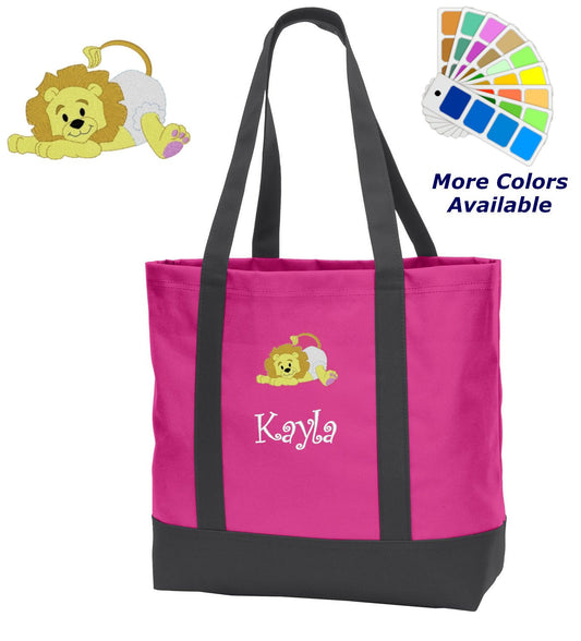 Personalized Diaper Bag, Embroidered Lion, Bag, Infant Bag, Name of Your Choice, Shower Gift