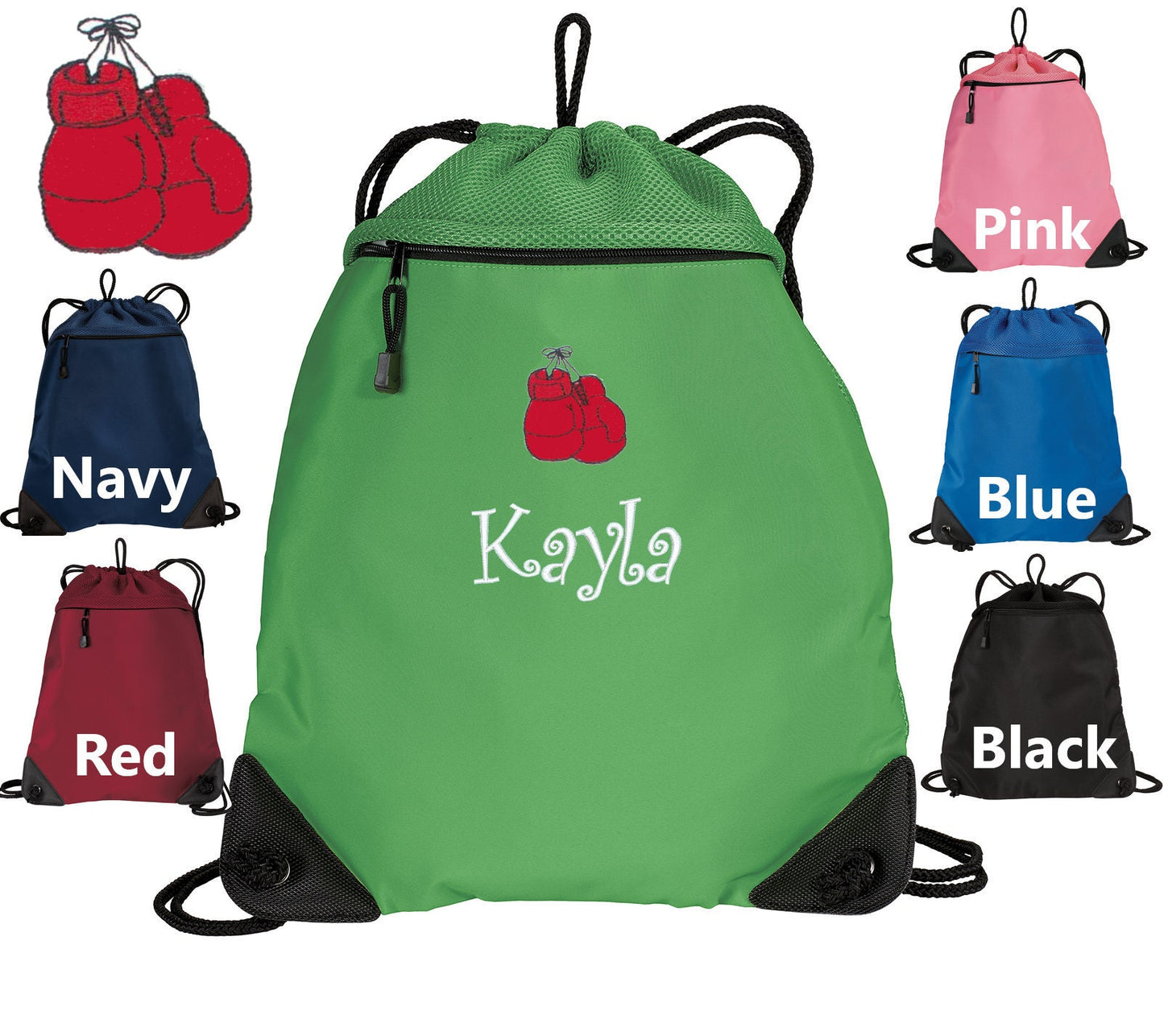 Personalized Kids Boxing Cinch Pack, Drawstring Gym School PE Pool, Boxing Backpack, Embroidered Monogrammed Custom Name, Perfect Gift