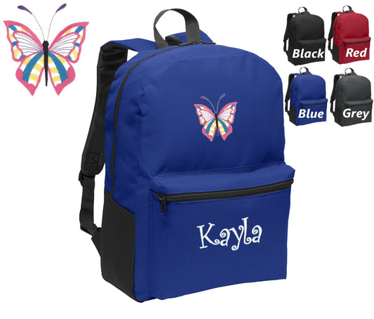 Personalized Kids Backpack Embroidered Butterfly Monogrammed with Name of Your Choice Perfect Kids School Gift