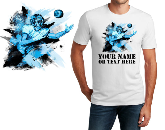 Personalized T-Shirt Football Player Paint Design, Sports Shirt, Printed Shirt, Custom Name, Dad Gift, Coach Gift, Unisex, Womens Tee