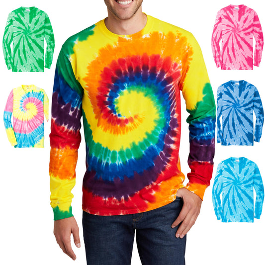 Mens Tie Dye Shirt, Long Sleeve T-Shirt, Colorful , Tie-Dye, Rainbow, Unisex Retro Cotton, Low Price, Inexpensive Tie Dye, Student Gift