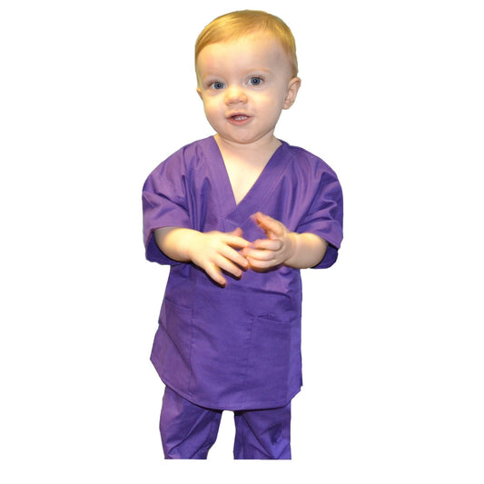 Personalized Purple Toddler Kids Scrubs for little Doctors and Nurses with Name, Doctor Nurse Halloween Costume