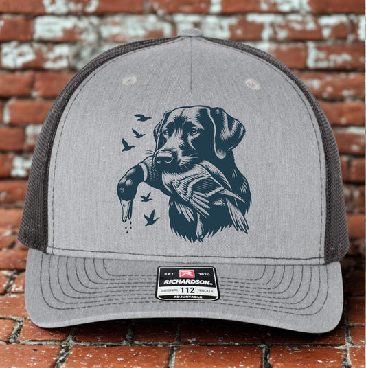 Duck Hunter Trucker Hat, Dog Hat Design, Richardson 112, Puppy Hunter Dad Gift Husband Gift, Sportsman Gift, Printed Hat