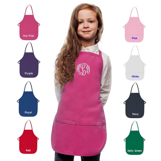 Monogrammed Kids Apron Embroidered Initials, Art Gift, Chef Gift, Cooking Party, Art Party, School Aprons, Chef Uniform Costume