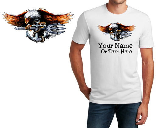 Personalized T-Shirt Navy Eagle Anchor Design, Military Shirt, Custom Printed Shirt, Custom Name, Dad Gift, Unisex, Womens Tee