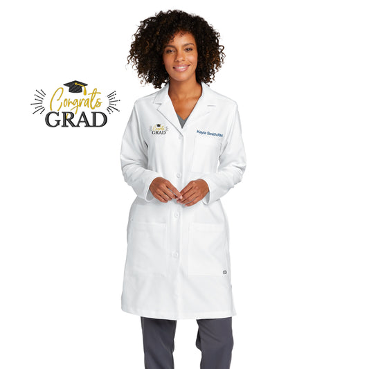 Personalized Nurse Graduation Lab Coat Gift with Custom Embroidered Text or Name and Congrats Design, Doctor, Jacket, Medical Apparel