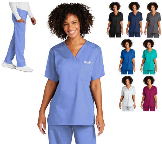Personalized Unisex Scrubs Set with Custom Embroidered Text or Name, Doctor, Nurse, Veterinarian, Hospital, Shirt, Medical Apparel