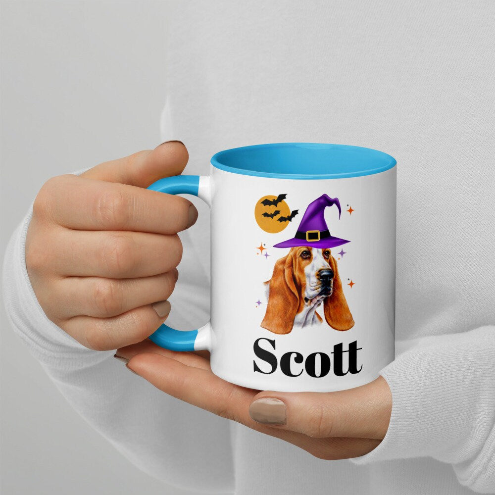 Basset Hound Halloween Mug, Custom Coffee Cup for Basset Hound Mom, Gift for Basset Hound Dad, Basset Hound Gift