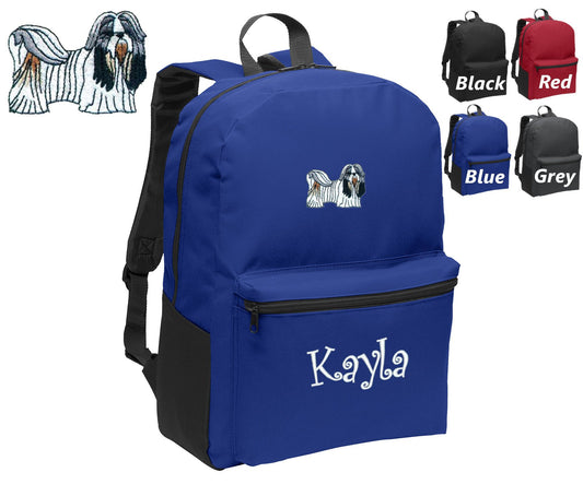 Personalized Kids Backpack Embroidered Shih Tzu Dog Monogrammed with Name of Your Choice Perfect Kids School Gift
