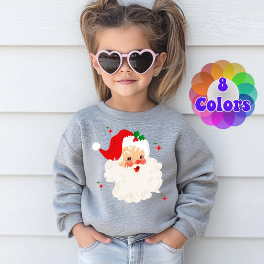 Kids Retro Santa Christmas Sweatshirt, Santa Sweater, Christmas Season Gifts, Christmas Gift Kids, Xmas Sweatshirt, Christmas Kids Gift