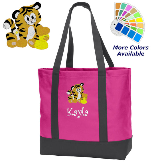 Personalized Diaper Bag, Embroidered Tiger, Bag, Infant Bag, Name of Your Choice, Shower Gift