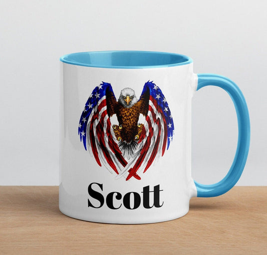 Custom American Eagle Coffee Mug, Patriotic Cup, USA, Custom American Flag Mug, Ceramic