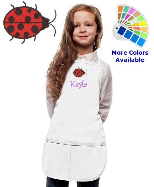 Personalized Kids Apron with Ladybug Embroidery Design