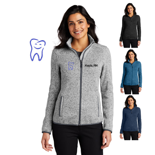 Personalized Dentist Jacket Sweater, with Happy Tooth Design, Custom Embroidered Text or Name, Doctor Jacket, Dentist, Medical Apparel