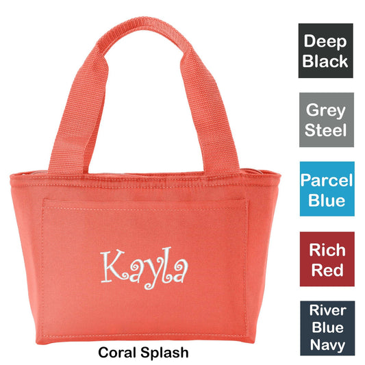 Personalized Lunch Tote Cooler, Mom Lunch Box, Insulated Embroidered for School Work Sports, Custom Name, Cute Lunch Bag