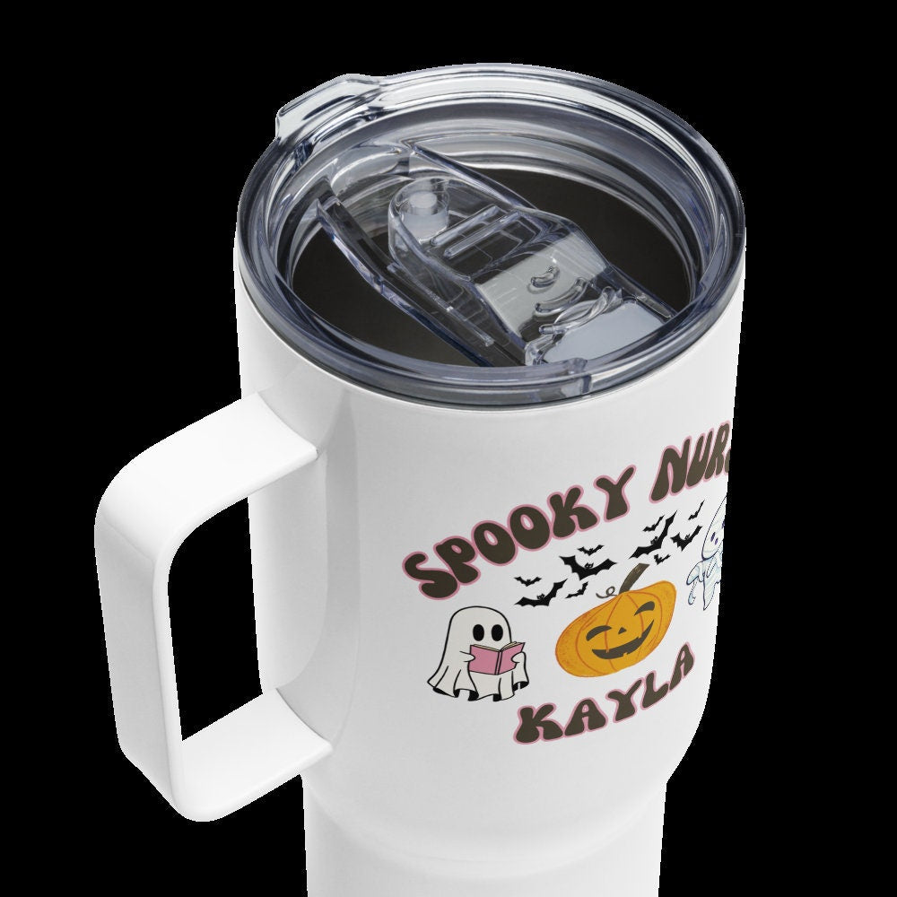 Custom Spooky Nurse Tumbler, Funny Nurse Halloween Mug, Retro Nurse Travel Cup, Cute Nurse Gift, Halloween Nurse Gift, Nursing Mug