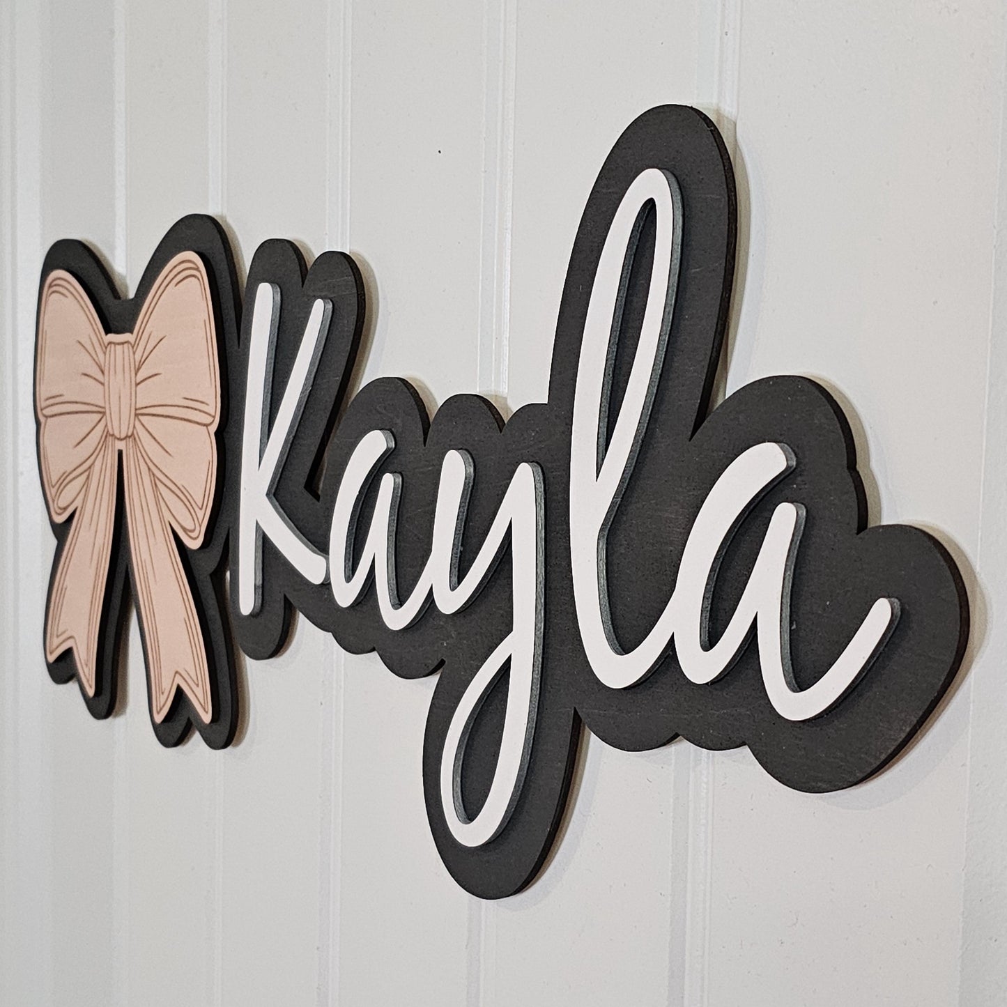 Personalized Kids Door Sign Bow, Childs Door Name Sign, 3D Bedroom Sign, Nursery Wall Name Sign, Kids Bedroom Door Name Sign, Custom Sign