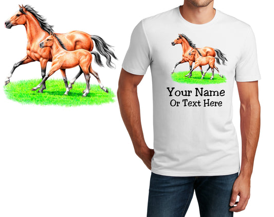 Personalized T-Shirt Horse Foal Pony Design, Sports Shirt, Custom Printed Shirt, Custom Name, Dad Gift, Horse Gift, Unisex, Womens Tee