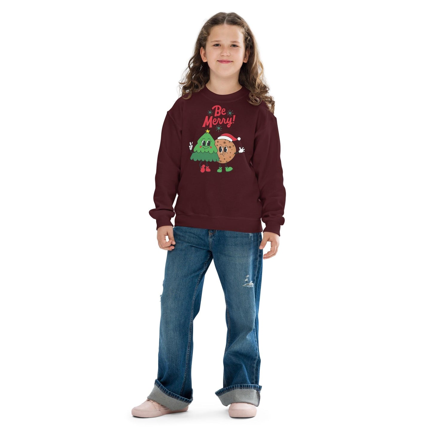 Kids Retro Sweatshirt, Be Merry Christmas Sweater, Christmas Season Gifts, Christmas Gifts For Kids, Xmas Sweatshirt, Christmas Kids Gifts
