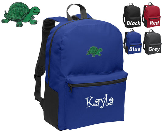 Personalized Kids Backpack Embroidered Turtle Monogrammed with Name of Your Choice Perfect Kids School Gift