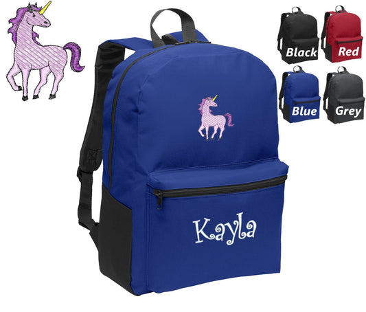 Personalized Kids Backpack Embroidered Pink Unicorn Monogrammed with Name of Your Choice Perfect Kids School Gift