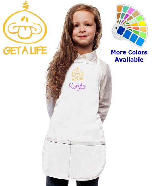 Personalized Kids Apron with Get A Life Embroidery Design