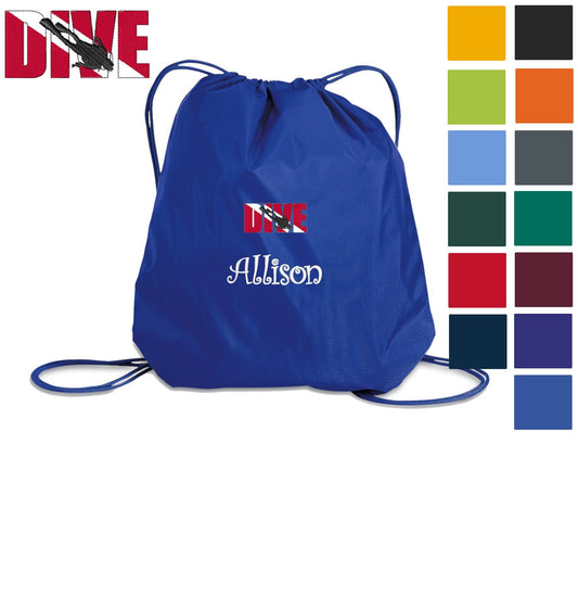 Personalized Kids Dive Cinch Pack, Drawstring Gym School PE Pool Backpack, Embroidered Sports Bag, Monogrammed Custom Name, Kids Gift