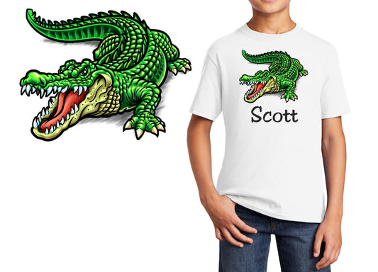 Personalized Kids T-Shirt Alligator Animal Design, T-Shirt, Colorful, Cotton, Low Price Inexpensive Tee Shirt, Student Gift, School Gift