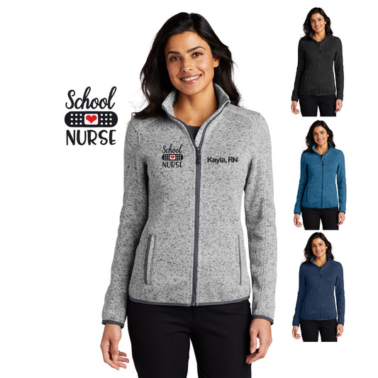 Personalized School Nurse Jacket Sweater with Heart Design, Custom Embroidered Text or Name, Doctor, Jacket, Dentist, Medical Apparel
