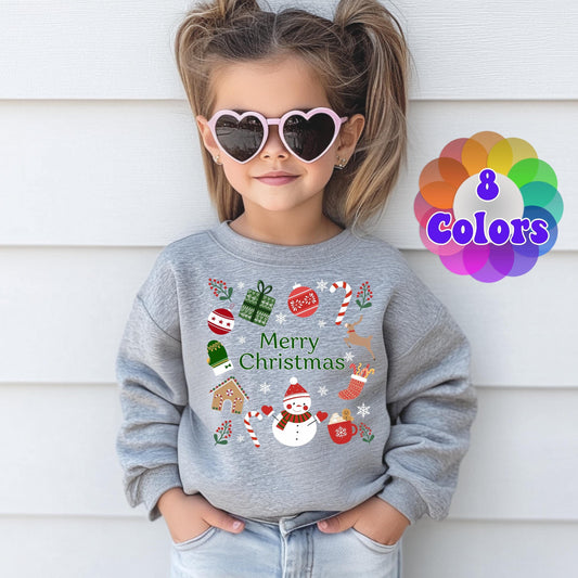 Kids Christmas Snowman Sweatshirt, Toys Xmas Sweater, Christmas Season Merry Gifts, Christmas Gift, Xmas Sweatshirt, Christmas Kids Gift