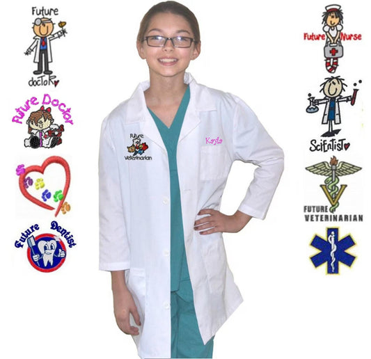Embroidered Personalized Kids Lab Coat for little Doctors and Nurses, Kids Veterinarian Coat, Kids Dentist Coat, Halloween Costume