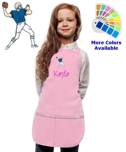 Personalized Kids Apron with Football Player Embroidery Design, Cooking Kitchen Gift, School Gift, Sports Gift, Monogrammed, Cooking Party