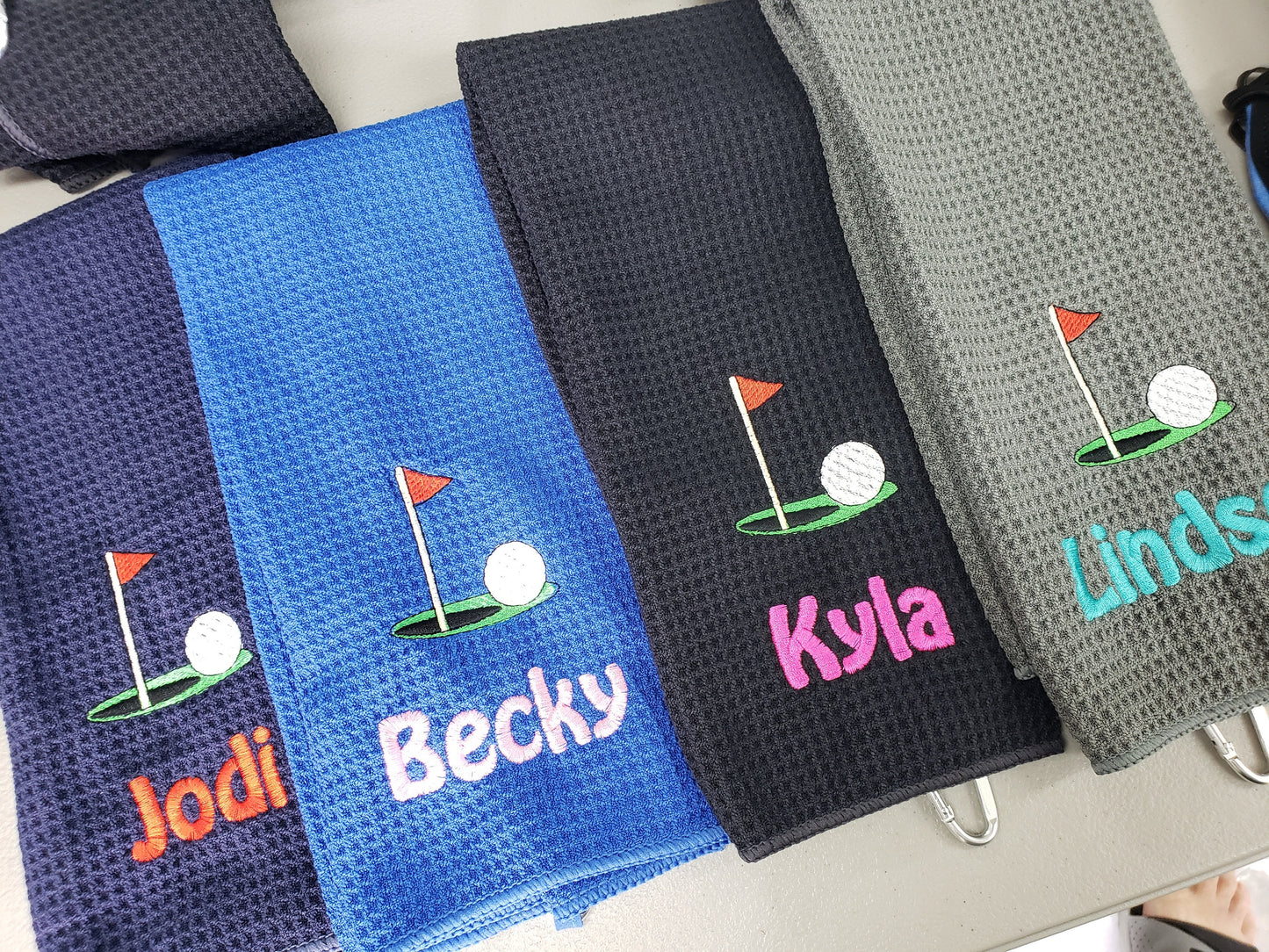 Personalized Golf Towel, Golf Ball Green Design, Gym Towel, Workout Towel, Fitness Towel, Microfiber, Embroidered Name Monogrammed Golf Gift