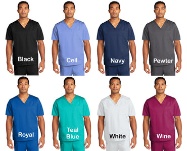 Personalized Unisex Scrubs Set with Custom Embroidered Text or Name, Doctor, Nurse, Veterinarian, Hospital, Shirt, Medical Apparel