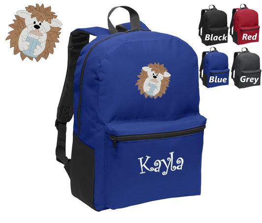 Personalized Kids Backpack Embroidered Hedgehog with Name of Your Choice Perfect Kids School Gift
