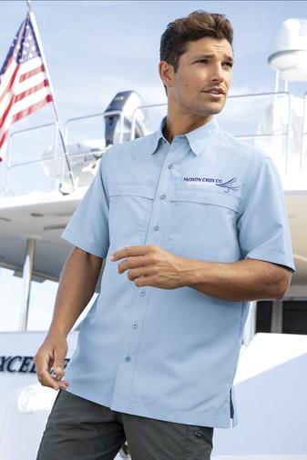 Monogrammed Fishing Shirt, Embroidered Button Down Shirt, Boating Yacht Shirt, Lightweight, Moisture Wicking Shirt, Dad Fisherman Gift