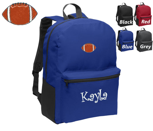 Personalized Kids Backpack Embroidered Football Monogrammed with Name of Your Choice Perfect Kids School Gift