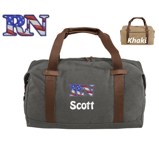 Personalized Duffle Bag, Embroidered RN Nurse Design, Sports Bag, Travel Bag, Monogrammed Custom Name, Nurse Gift