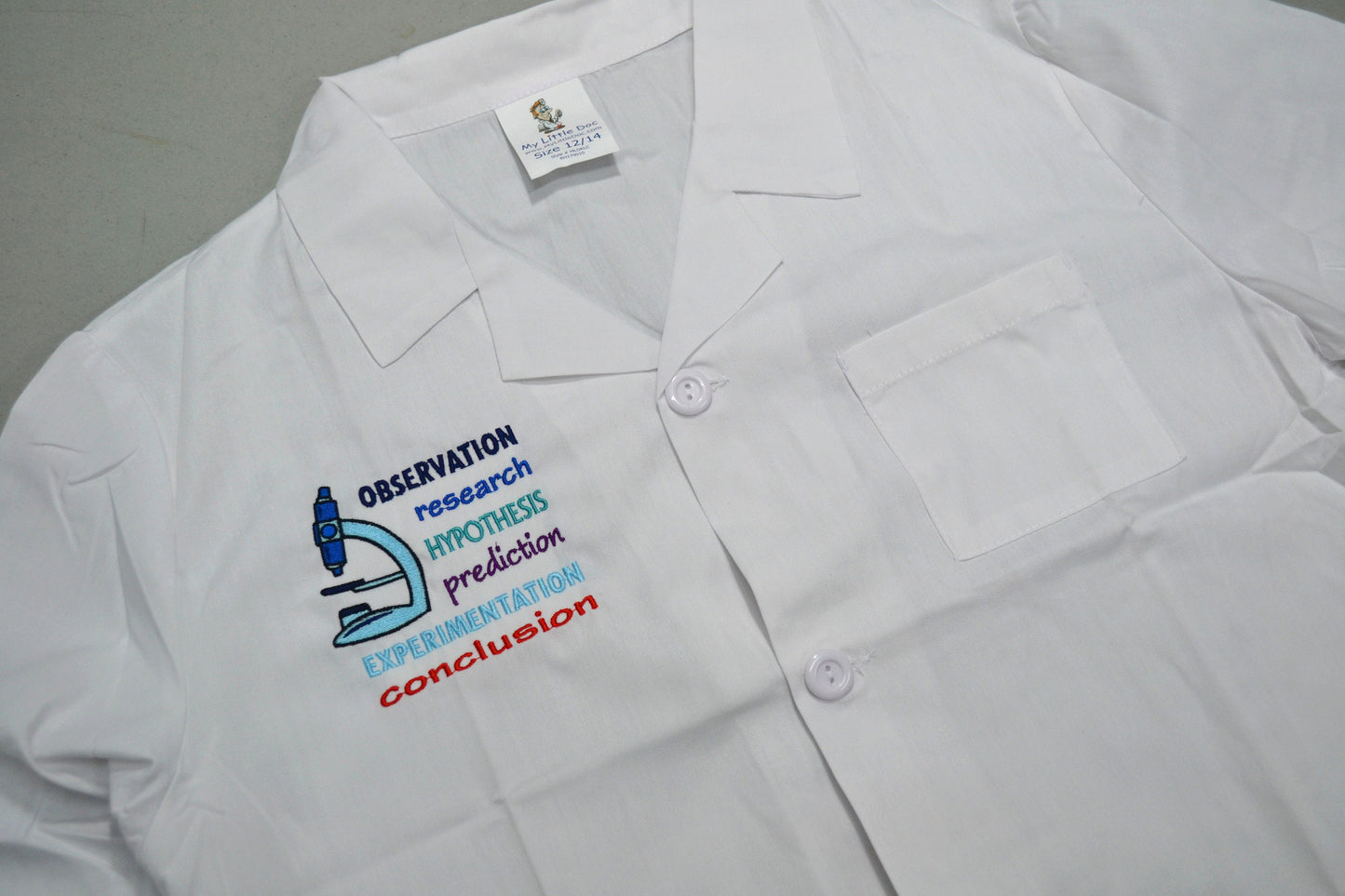 Kids Lab Coat with Scientific Method Embroidery Design