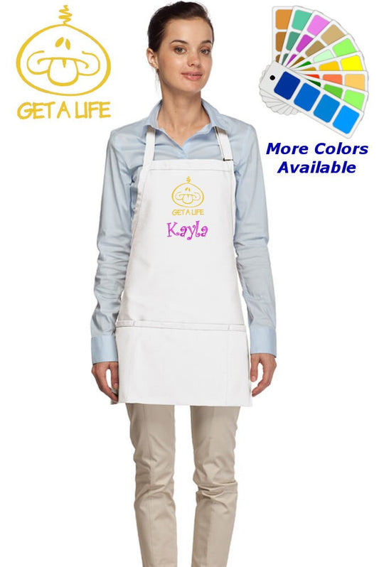 Personalized Apron Embroidered Get a Life Design Dad Mom Gift