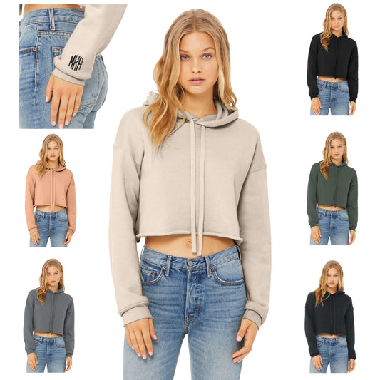 Monogrammed Womens Cropped Fleece Hoodie, Sweatshirt with Initials, Warm Custom Hoodie, Girlfriend Gift, Womens Trendy Sweatshirt, Fall Gift